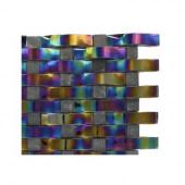 Contempo Curve Rainbow Black Glass Mosaic Floor and Wall Tile Sample