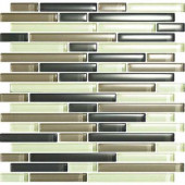 Color Blends Selva 1601-S Gloss Strips Mosaic Glass Mesh Mounted Tile - 4 in. x 4 in. Tile Sample