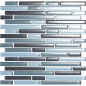 Color Blends Gris-1600-S Gloss Strips Mosaic Glass Mesh Mounted Tile - 4 in. x 4 in. Tile Sample-DISCONTINUED