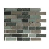 Galaxy Blend Brick Pattern 1/2 in. x 2 in. Marble and Glass Tile - 6 in. x 6 in. Tile Sample