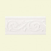 Fashion Accents Arctic White 5 in. x 10 in. Ceramic Vine Accent Wall Tile