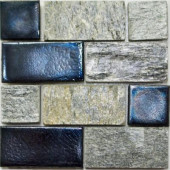 Edgewater Silverstrand Glass and Slate Mosaic & Wall Tile - 5 in. x 5 in. Tile Sample-DISCONTINUED