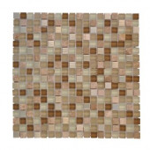 Warm Topaz 12 in. x 12 in. Tan Glass Mosaic Tile