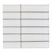Contempo Bright White Polished 1 in. x 4 in. Glass Tiles Tile Sample