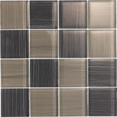 Brushstrokes Grigio-1504-3 Mosaic Glass Mesh Mounted - 4 in. x 4 in. Tile Sample-DISCONTINUED