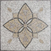 Floral Blend Medallion 24 in. x 24 in. Tumbled Marble Mesh Mounted Mosaic Tile