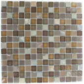Tectonic Squares Multicolor Slate And Earth Blend 12 in. x 12 in. x 8 mm Glass Mosaic Floor and Wall Tile