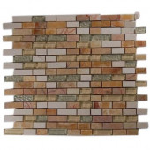 Fields of Gold Blend 12 in. x 12 in. x 8 mm Marble and Glass Mosaic Floor and Wall Tile (1 sq. ft.)