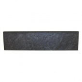 Continental Slate Asian Black 3 in. x 12 in. Porcelain Bullnose Floor and Wall Tile