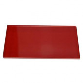 Contempo Lipstick Red Polished 3 in. x 6 in. x 8 mm Glass Subway Tile