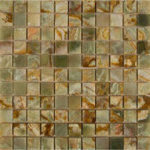 Green 12 in. x 12 in. x 10 mm Polished Onyx Mesh-Mounted Mosaic Tile (10 sq. ft. / case)