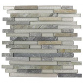 Tectonic Harmony Green Quartz Slate And White 12 in. x 12 in. x 8 mm Glass Mosaic Floor and Wall Tile