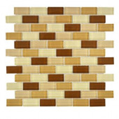 12 in. x 12 in. Auburn Spice Brick Glass Mosaic Tile-DISCONTINUED