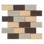 Balsamic Cold Brick 11.75 in. x 13.625 in. x 8 mm Glass Mosaic Wall Tile