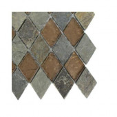 Tectonic Diamond Multicolor Slate and Bronze Glass Floor and Wall Tile - 6 in. x 6 in. Tile Sample