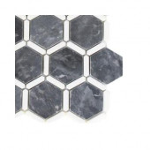 Ambrosia Dark Bardiglio and Thassos Stone Mosaic Floor and Wall Tile - 6 in. x 6 in. Tile Sample
