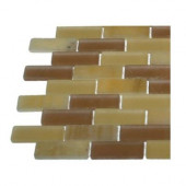 Contempo Burnt Sugar 1/2 in. x 2 in. Marble And Glass Tile - 6 in. x 6 in. Tile Sample-DISCONTINUED