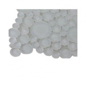 Contempo Bright White Circles Glass Tile Sample