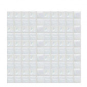 Sonterra Glass Oyster White Iridescent 12 in. x 12 in. x 6 mm Glass Sheet Mounted Mosaic Wall Tile