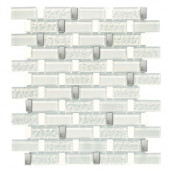 Valor Sky White Stainless 11-3/4 in. x 12-1/2 in. Glass/Stone/Metal Mosaic Wall Tile-DISCONTINUED