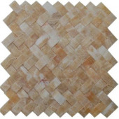 Honey Onyx Herringbone 12 in. x 12 in. Marble Mosaic Floor and Wall Tile-DISCONTINUED