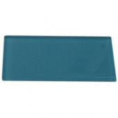 Contempo Turquoise Polished 3 in. x 6 in.x 8 mm Glass Subway Tile