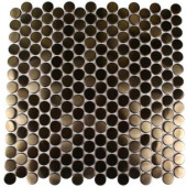 Metal Copper Penny Round 12 in. x 12 in. Stainless Steel Floor and Wall Tile-DISCONTINUED