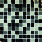 Black Blend 12 In. x 12 In. x 8 mm Glass Mesh-Mounted Mosaic Tile