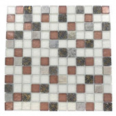 Carved Redwood Blend 12 in. x 12 in. x 8 mm Marble and Glass Mosaic Floor and Wall Tile