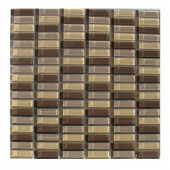 12 in. x 12 in. x 1/4 in. Thick Stacked Brown Glass Tile