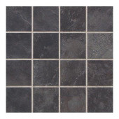Continental Slate Asian Black 12 in. x 24 in. x 6 mm Porcelain Mosaic Tile (22 sq. ft. / case)