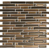 Brushstrokes Marrone-1503-S Strips Mosaic Glass 12 in. x 12 in. Mesh Mounted Tile (5 sq. ft.)