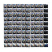 Sonterra Glass Black Iridescent 12 in. x 12 in. x 6 mm Glass Sheet Mounted Mosaic Wall Tile