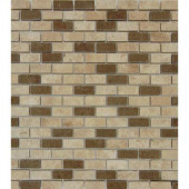 Noce/Chiaro Mini Brick 12 in. x 12 in. x 10 mm Honed Travertine Mesh-Mounted Mosaic Tile
