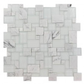Tetris Carrera Ice Parisian Pattern 12 in. x 12 in. x 8 mm Glass Mosaic Floor and Wall Tile