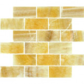 Honey Subway 12 in. x 12 in. x 10 mm Polished Onyx Mesh-Mounted Mosaic Tile