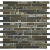 Varietals Rioja-1651 Stone and Glass Blend Mesh Mounted Floor and Wall Tile - 2 in. x 12 in. Tile Sample