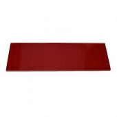 Contempo Lipstick Red Polished Glass Tile - 4 in. x 12 in. x 8 mm Tile, Half Piece Tile Sample