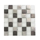 Tetris Steel Ice 3/4 in. x 3/4 in. Squares Tile Sample