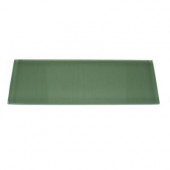 Contempo Spa Green Frosted 4 in. x 12 in. x 8 mm Glass Subway Tile