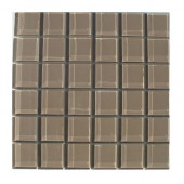 12 in. x 12 in. x 1/4 in. Thick Squares Light Brown Glass Tile