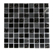 Metropolis Black Blend 1/2 in. x 1/2 in. Marble And Glass Tile - 6 in. x 6 in.Tile Sample