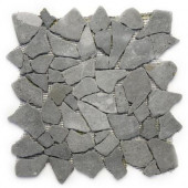 Indonesian Java Black 12 in. x 12 in. x 6.35 mm Natural Stone Pebble Mesh-Mounted Mosaic Tile (10 sq. ft. / case)