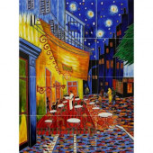 Van Gogh, Cafe Terrace at Night Mural 18 in. x 24 in. Wall Tiles-DISCONTINUED