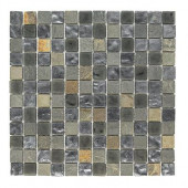 Black Gold Medley 12 in. x 12 in. x 8 mm Glass Slate Mosaic Floor and Wall Tile