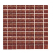 Sonterra Glass Terra Cotta Iridescent 12 in. x 12 in. x 6 mm Glass Sheet Mounted Mosaic Wall Tile-DISCONTINUED