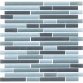 Color Blends Gris Neblina-1600-Ms Matte Strips Mosaic Glass Mesh Mounted Tile - 4 in. x 4 in. Tile Sample-DISCONTINUED