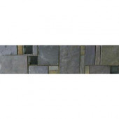 Natural Slate Multi-Color 3 in. x 12 in. x 8mm Porcelain Mosaic Floor and Wall Tile