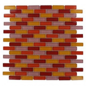 Polished Brick Pattern 12 in. x 12 in. x 8 mm Glass Mosaic Floor and Wall Tile