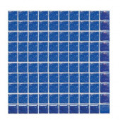 Sonterra Glass Kihea Blue Iridescent 12 x 12 x 6mm Glass Sheet Mounted Mosaic Wall Tile (10 sq. ft. / case)-DISCONTINUED